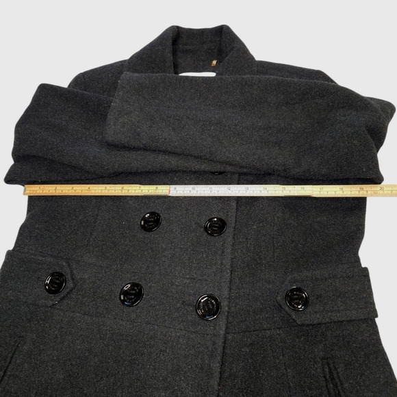 Calvin Klein Womens Size 8 Coat Black Wool Blend Double Breasted Peacoat Trench - Picture 9 of 12